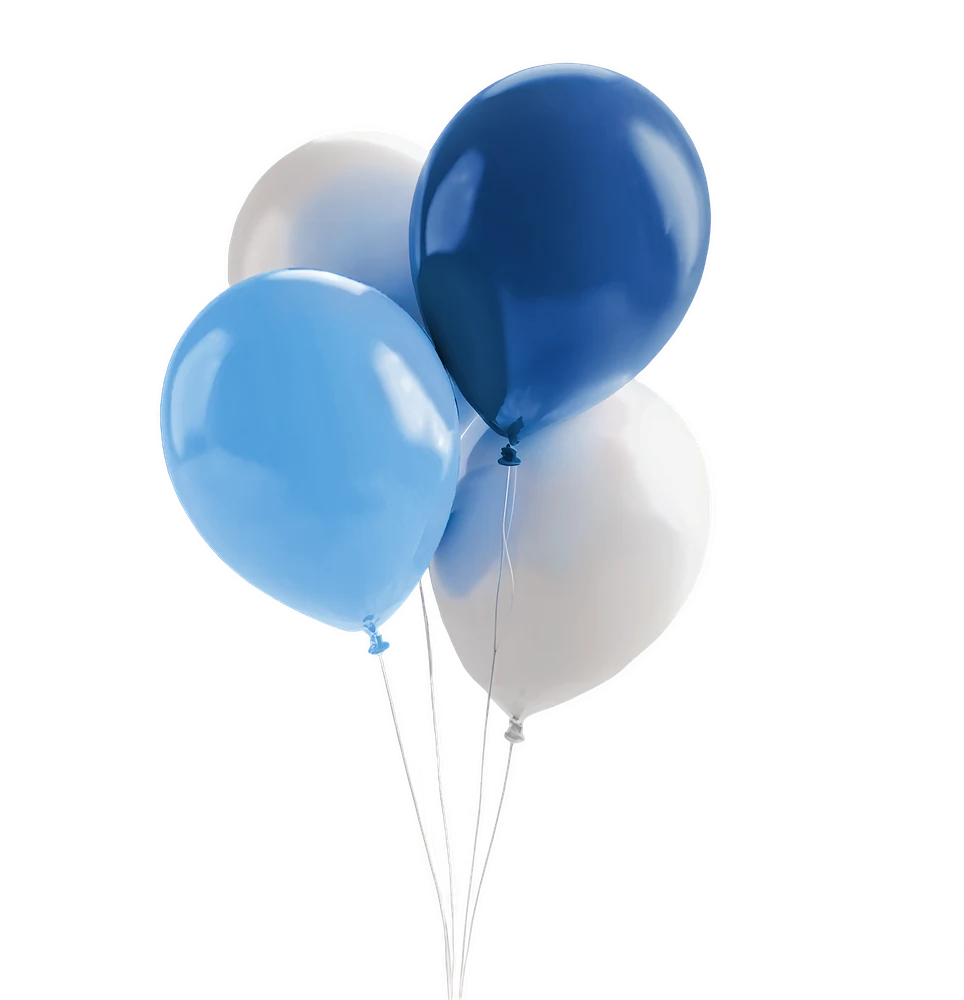 Blaue und weisse Luftballons zur Eröffnung des Gesundheitszentrums Burgdorf